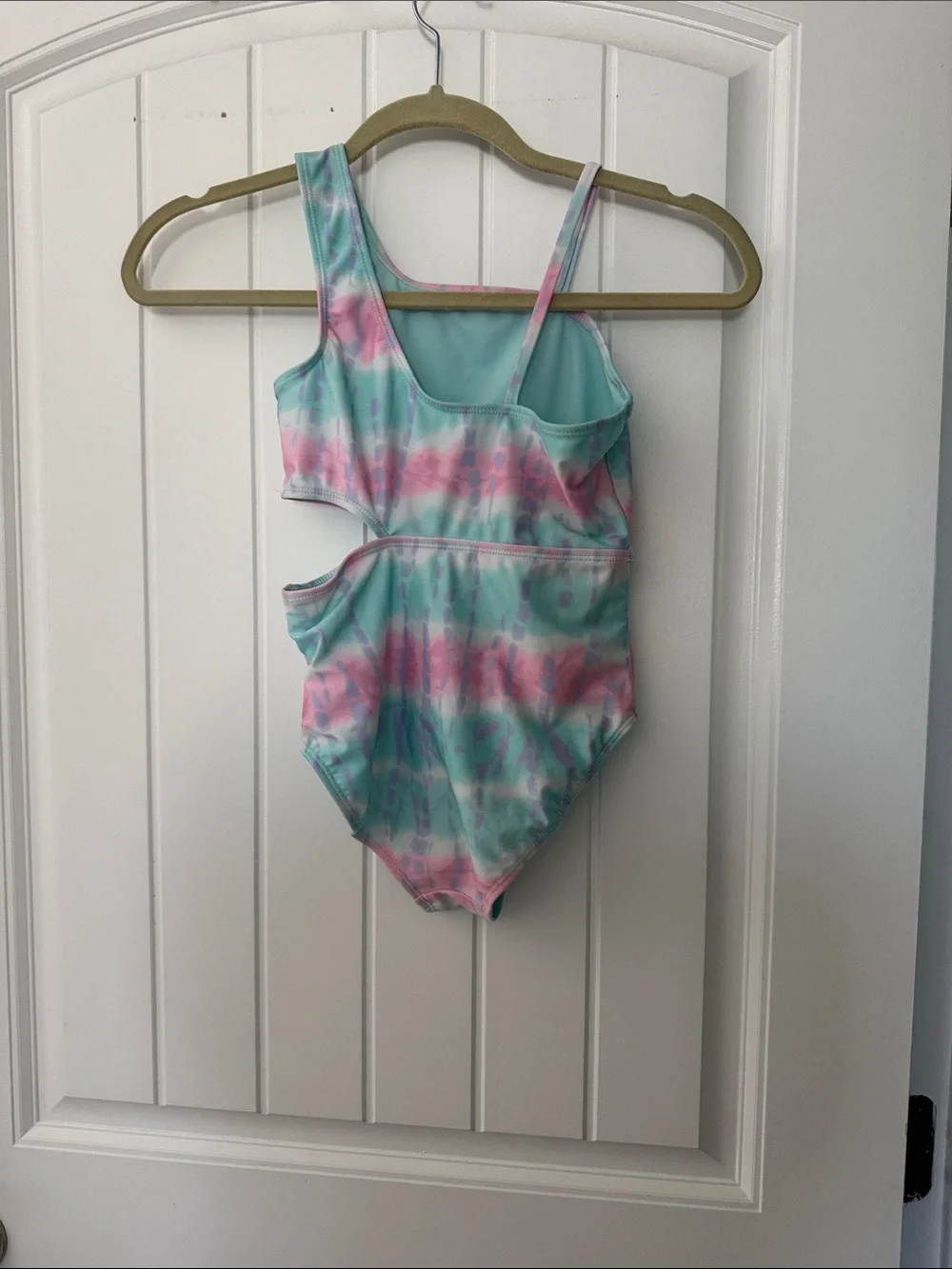 wonder nation Aqua and Pink Tie-Dye One-Piece Swimsuit